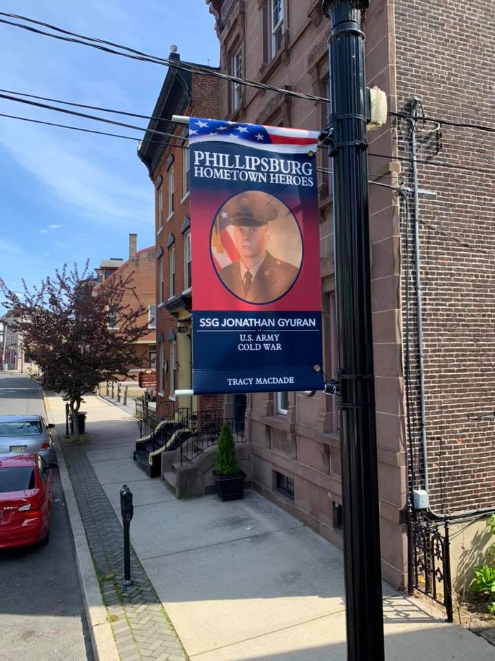 A banner flying above South Main Street, Phillipsburg, NJ.